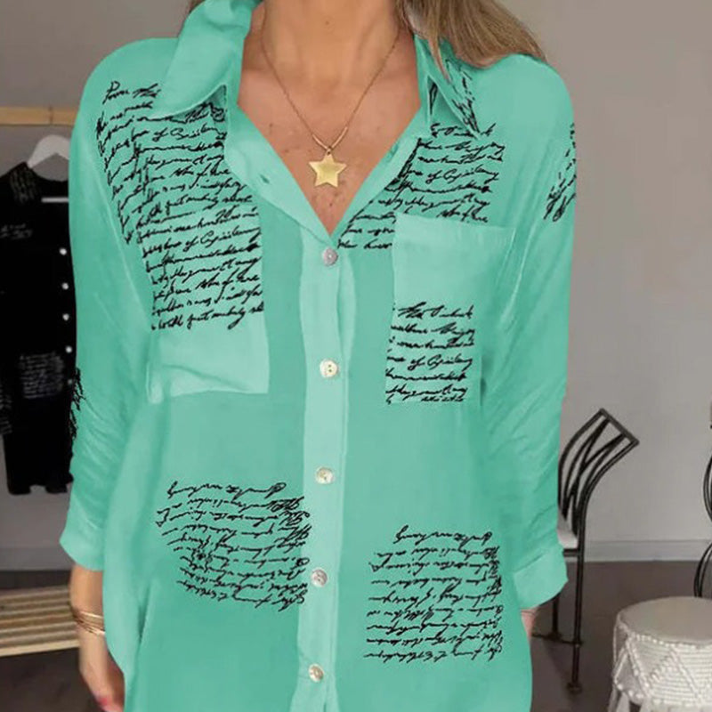 🌷Limited Time 58% OFF💞Women's Long Sleeve Print Fashion Lapel Shirt-9