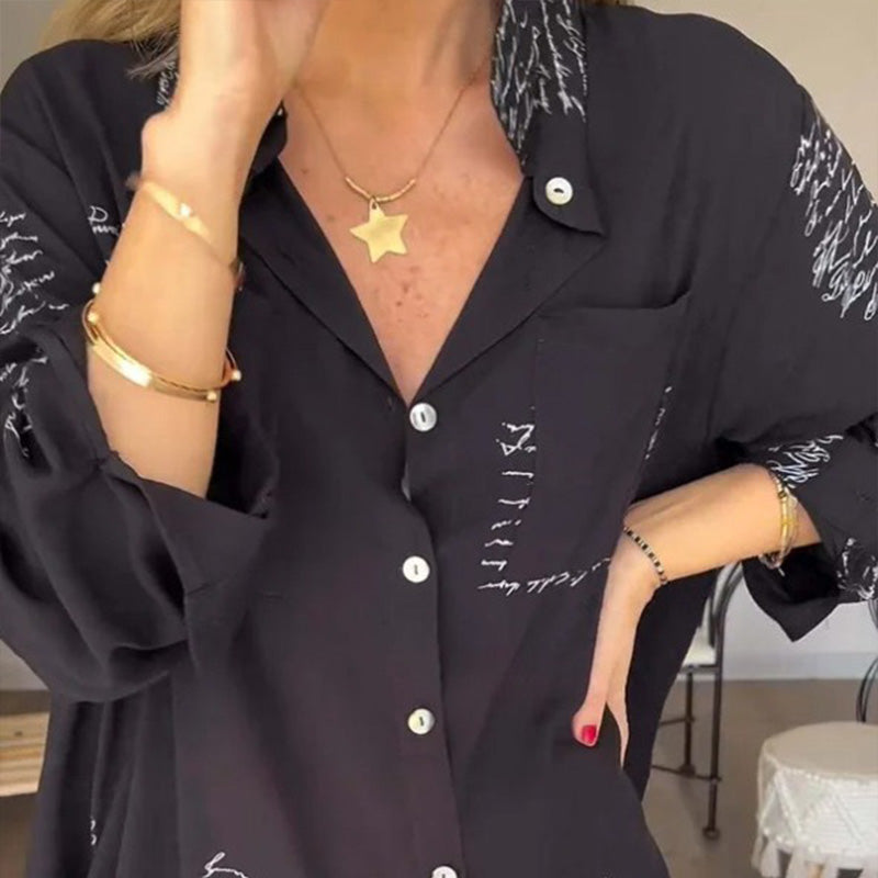 🌷Limited Time 58% OFF💞Women's Long Sleeve Print Fashion Lapel Shirt-5