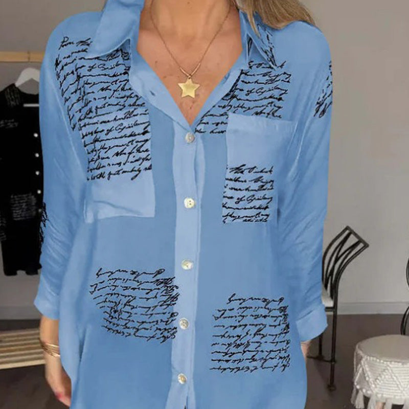 🌷Limited Time 58% OFF💞Women's Long Sleeve Print Fashion Lapel Shirt-10