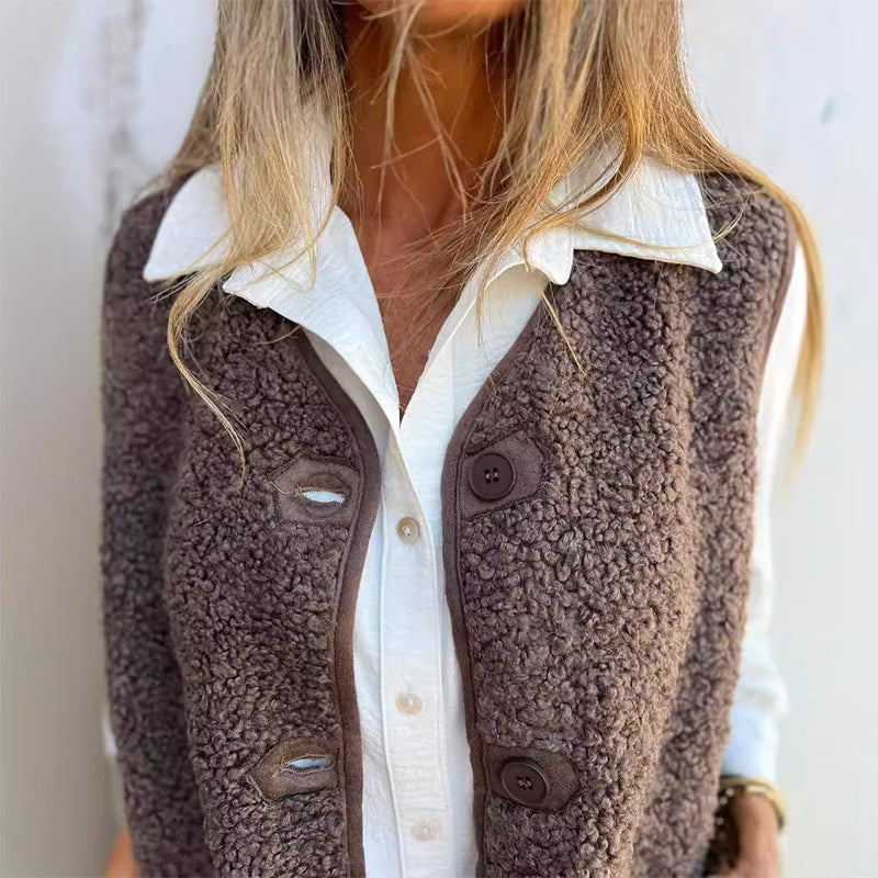 Women's Fall Button Down Short Warm Vest-1