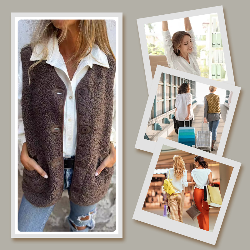 Women's Fall Button Down Short Warm Vest-6