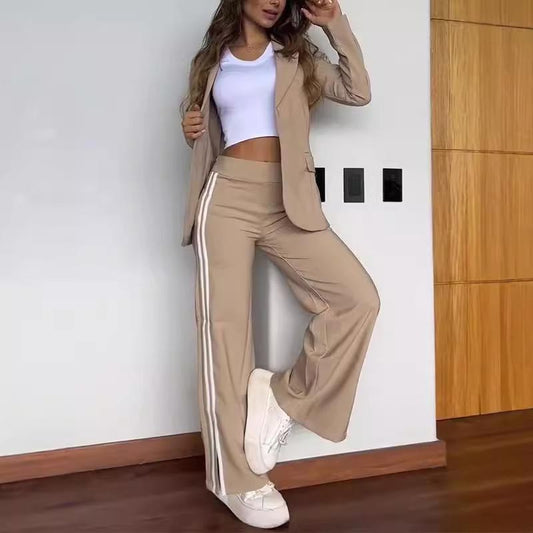 ✨New Arrival 50% OFF✨Women’s Casual Notched Lapel Blazer and Wide-leg Pants Set