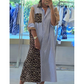 🌷Limited Time 50% OFF💞Women's Loose Leopard & Stripe Patchwork Shirt Dress-1