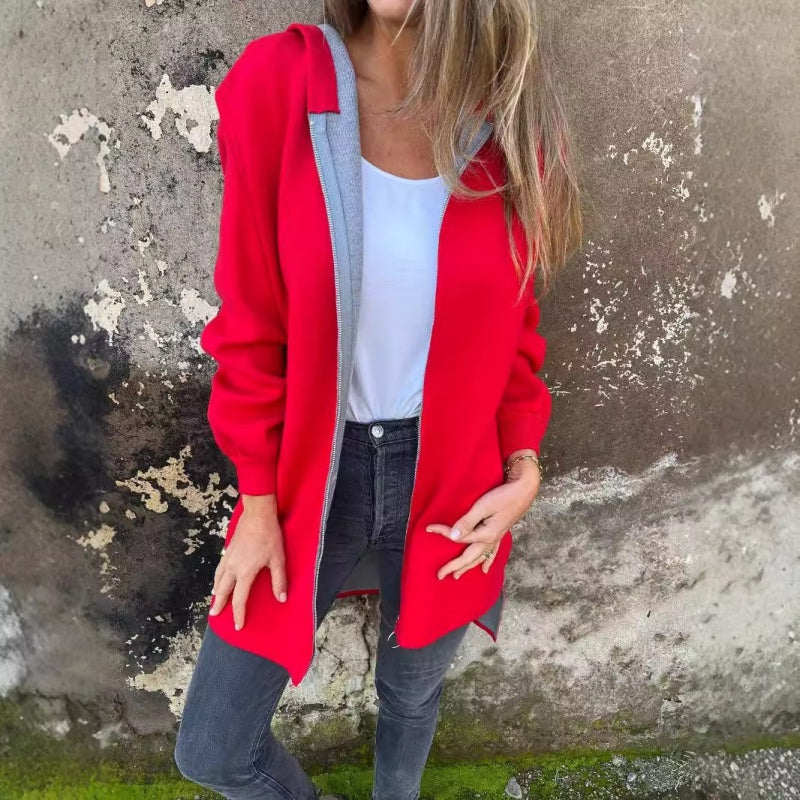 🌷Limited Time 43% OFF💞Women's Solid Zipper Hooded Coat with Pockets-9