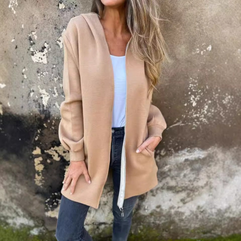 🌷Limited Time 43% OFF💞Women's Solid Zipper Hooded Coat with Pockets-10