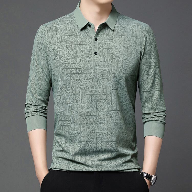 ✨New Arrival✨-Men’s Elegant Casual 3-button Lapel Collar Long-sleeve T-shirt-1