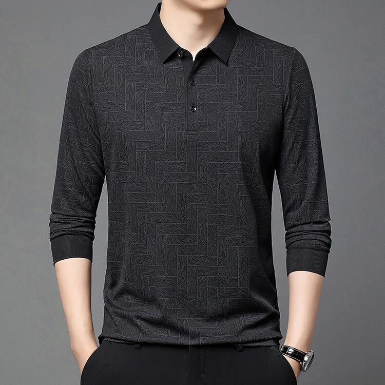 ✨New Arrival✨-Men’s Elegant Casual 3-button Lapel Collar Long-sleeve T-shirt-2