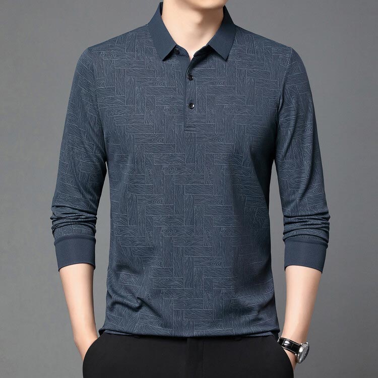 ✨New Arrival✨-Men’s Elegant Casual 3-button Lapel Collar Long-sleeve T-shirt-3