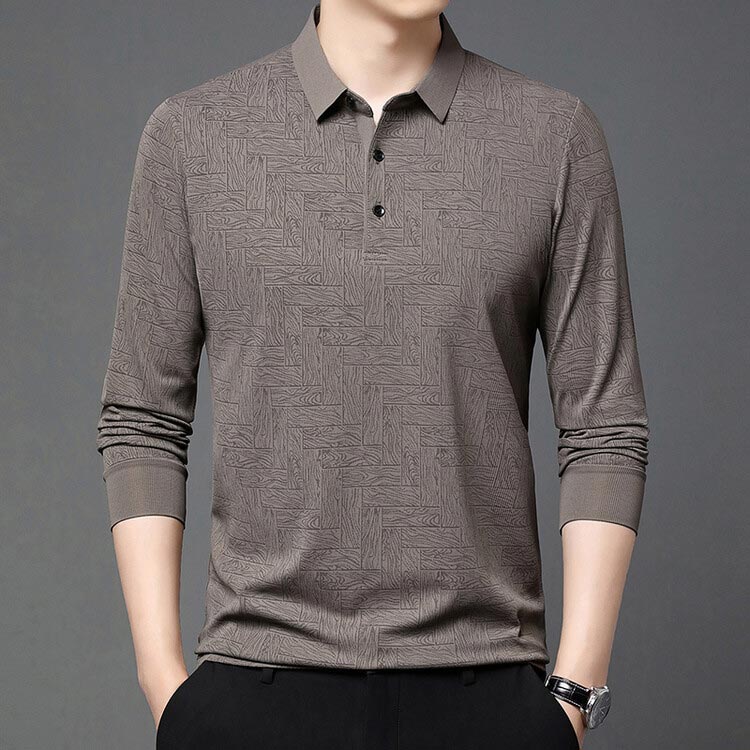 ✨New Arrival✨-Men’s Elegant Casual 3-button Lapel Collar Long-sleeve T-shirt-5