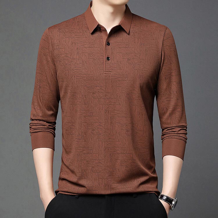 ✨New Arrival✨-Men’s Elegant Casual 3-button Lapel Collar Long-sleeve T-shirt-4