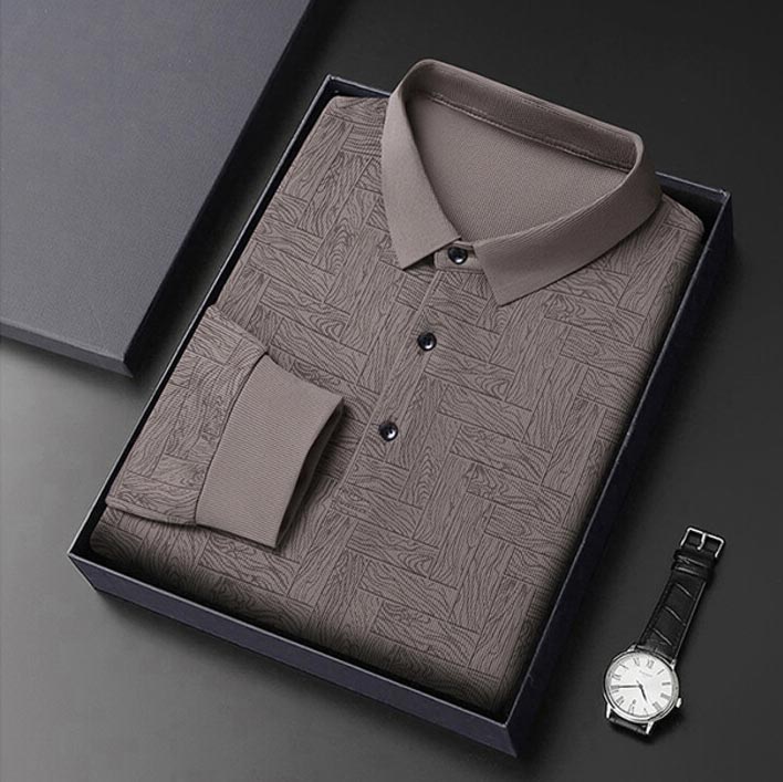 ✨New Arrival✨-Men’s Elegant Casual 3-button Lapel Collar Long-sleeve T-shirt-11