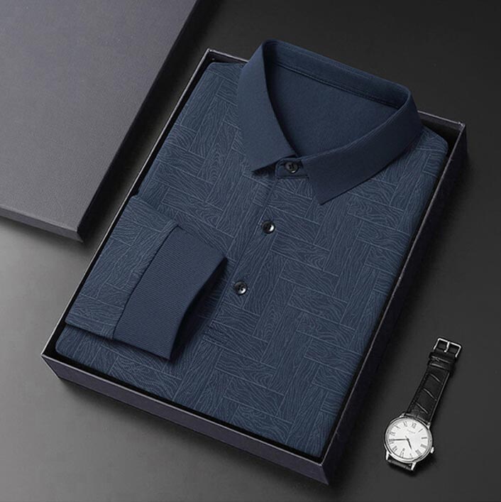 ✨New Arrival✨-Men’s Elegant Casual 3-button Lapel Collar Long-sleeve T-shirt-10