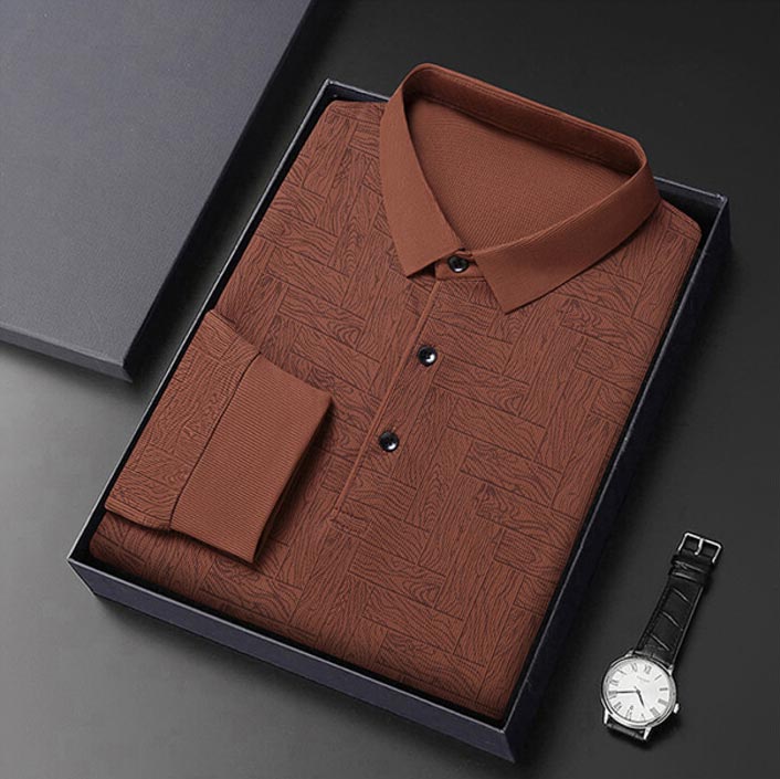 ✨New Arrival✨-Men’s Elegant Casual 3-button Lapel Collar Long-sleeve T-shirt-12