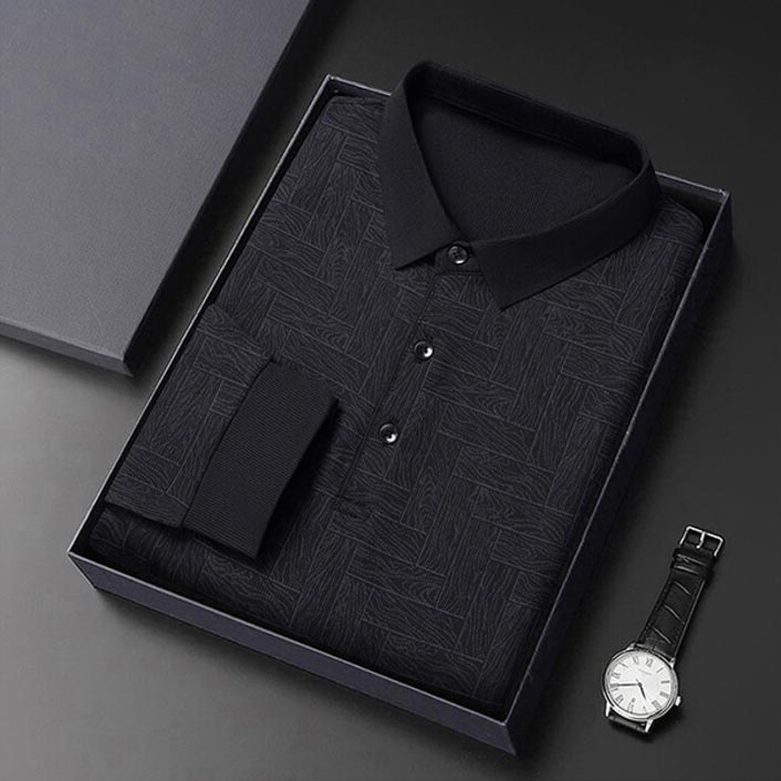 ✨New Arrival✨-Men’s Elegant Casual 3-button Lapel Collar Long-sleeve T-shirt-13