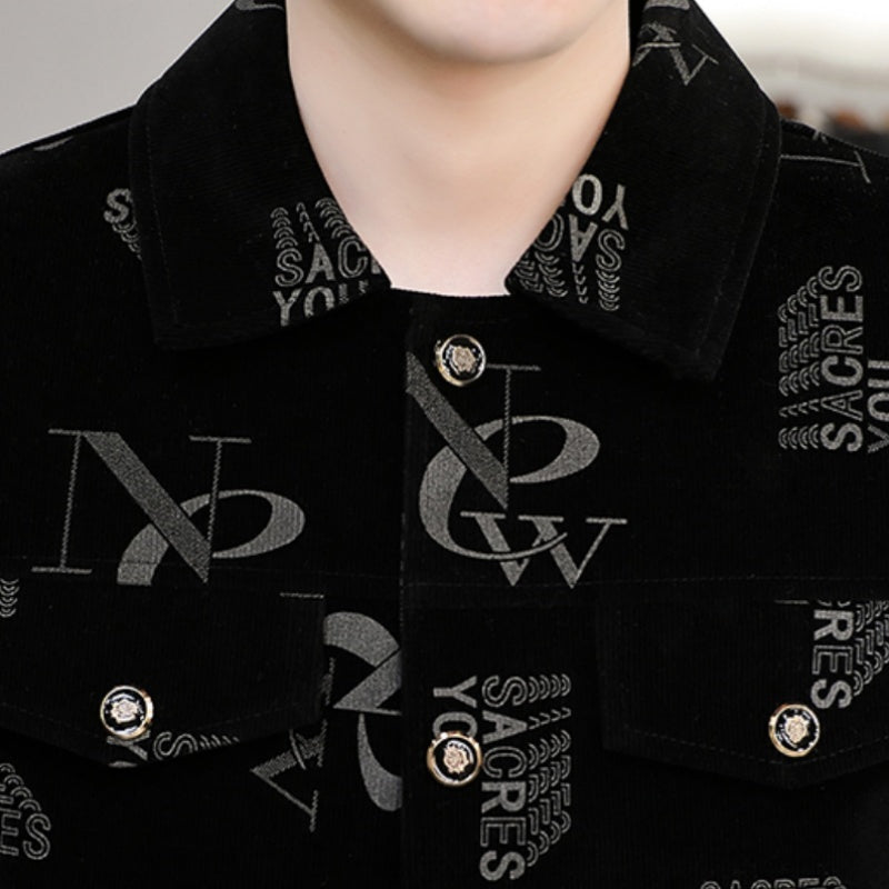✨New Arrival✨Men's Print Lapel Button Down Jacket-1