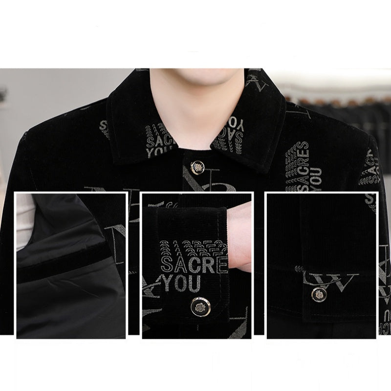 ✨New Arrival✨Men's Print Lapel Button Down Jacket-4