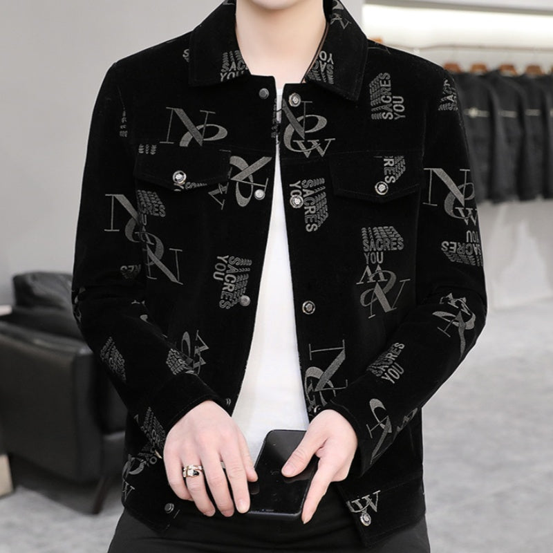 ✨New Arrival✨Men's Print Lapel Button Down Jacket-5