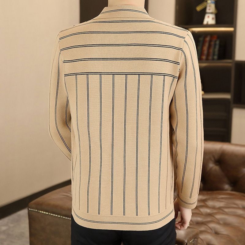 ✨New Arrival✨Men's Casual Striped Knitted Lapel Jacket-12