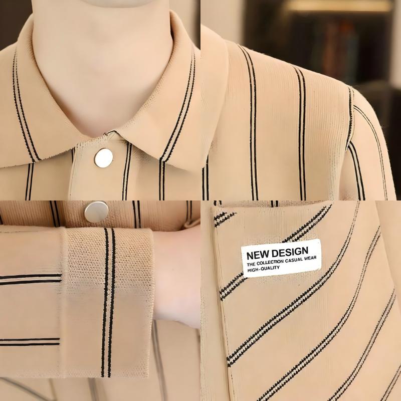 ✨New Arrival✨Men's Casual Striped Knitted Lapel Jacket-13