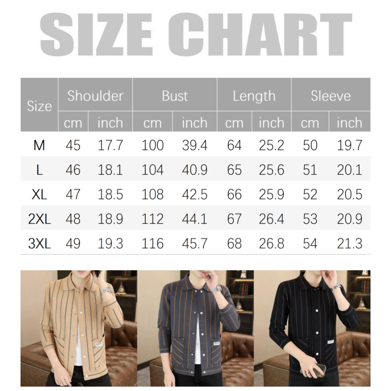 ✨New Arrival✨Men's Casual Striped Knitted Lapel Jacket-15