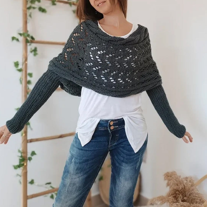 💝Gift Idea Hot sale 50% OFF🔥Women's Wrap Knit Shawl with Sleeves-1