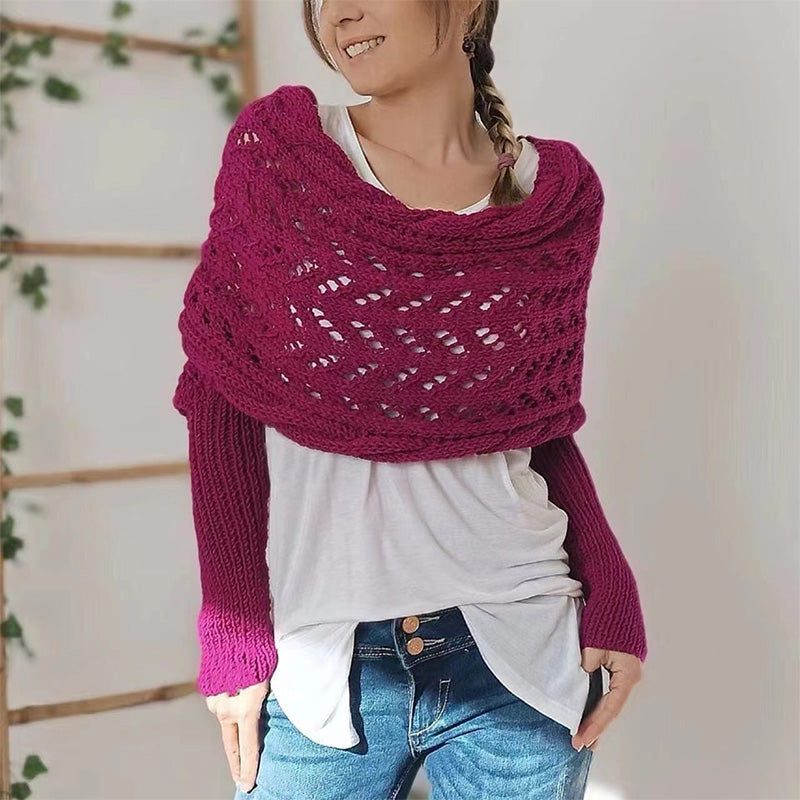 💝Gift Idea Hot sale 50% OFF🔥Women's Wrap Knit Shawl with Sleeves-2