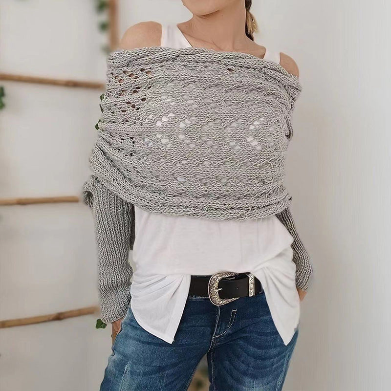 💝Gift Idea Hot sale 50% OFF🔥Women's Wrap Knit Shawl with Sleeves-5