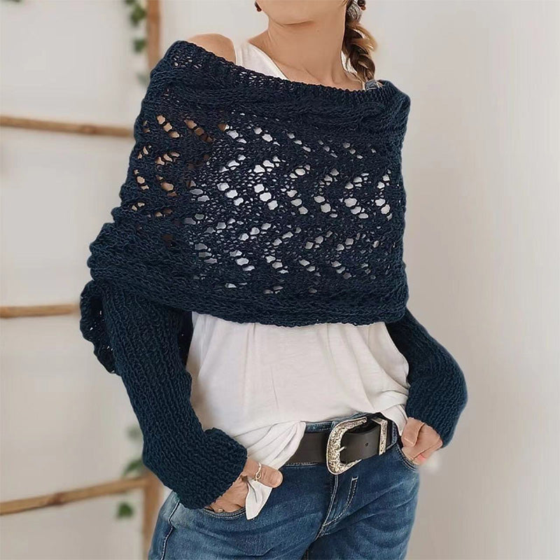 💝Gift Idea Hot sale 50% OFF🔥Women's Wrap Knit Shawl with Sleeves-4