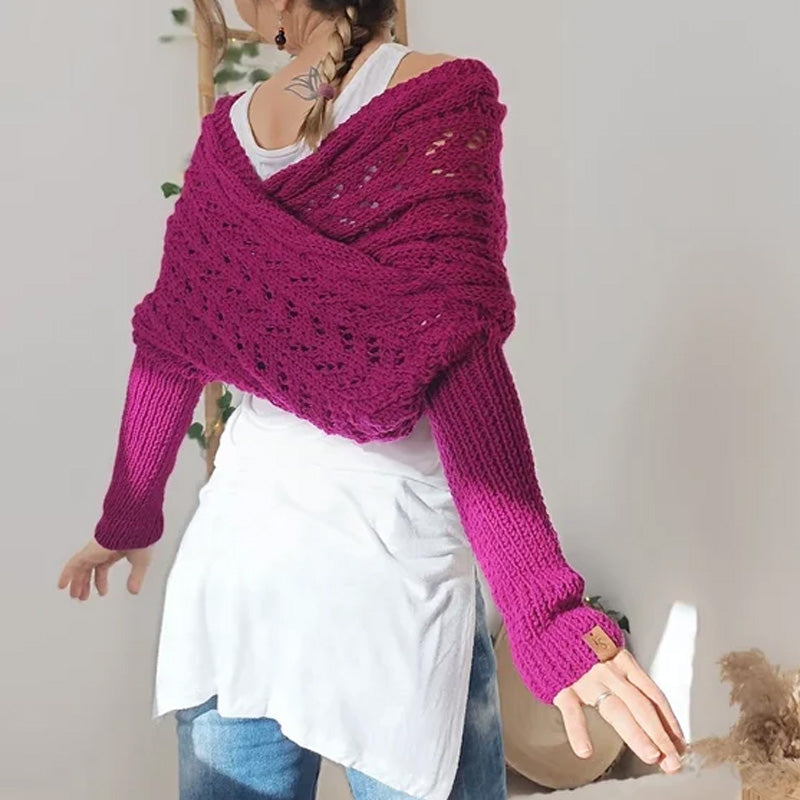 💝Gift Idea Hot sale 50% OFF🔥Women's Wrap Knit Shawl with Sleeves-3