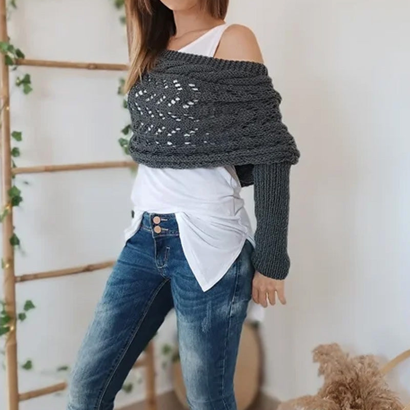 💝Gift Idea Hot sale 50% OFF🔥Women's Wrap Knit Shawl with Sleeves-7