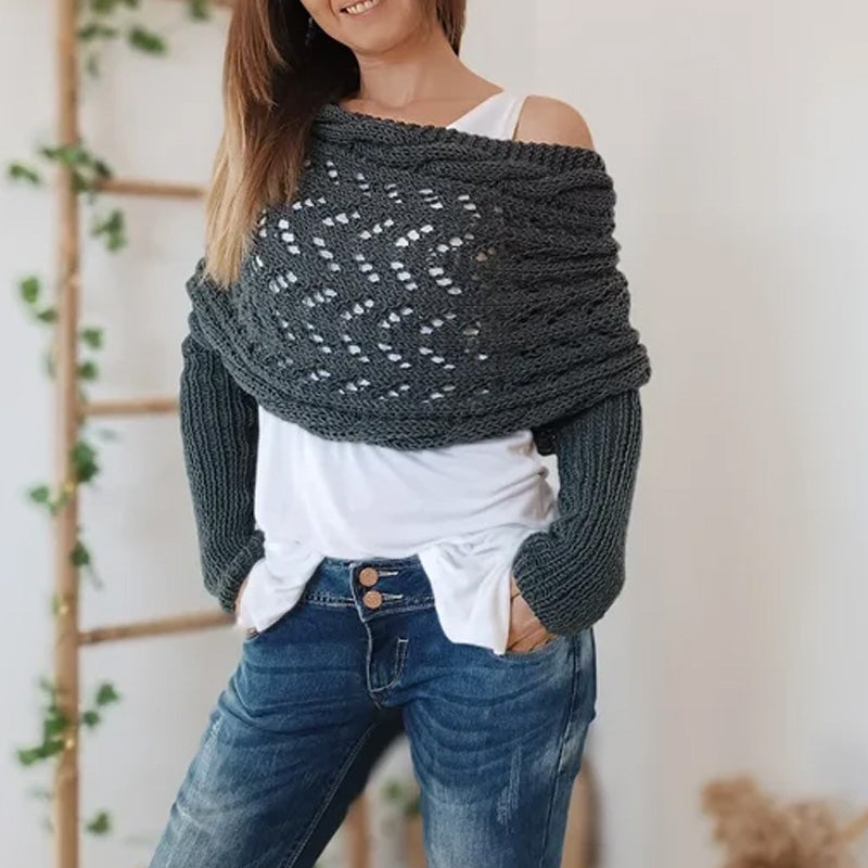 💝Gift Idea Hot sale 50% OFF🔥Women's Wrap Knit Shawl with Sleeves-8