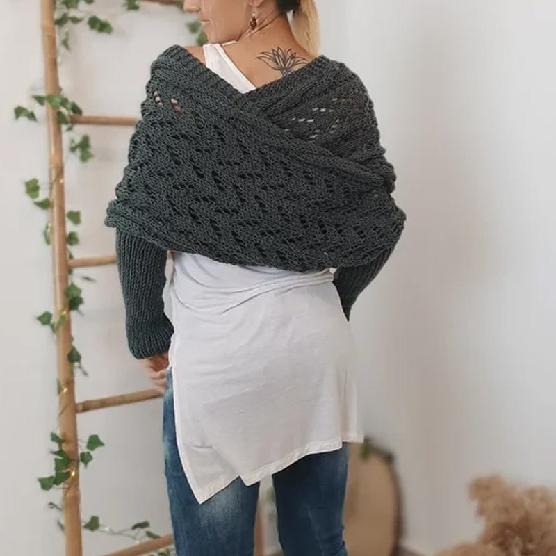 💝Gift Idea Hot sale 50% OFF🔥Women's Wrap Knit Shawl with Sleeves-10