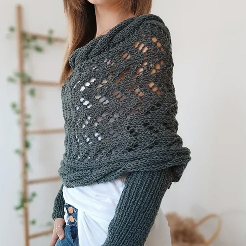 💝Gift Idea Hot sale 50% OFF🔥Women's Wrap Knit Shawl with Sleeves-9