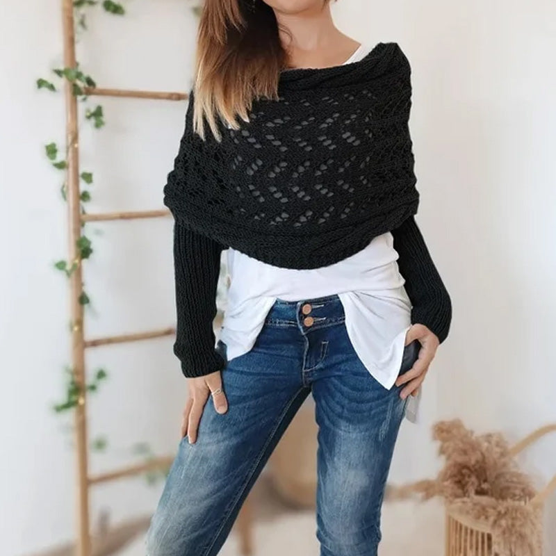 💝Gift Idea Hot sale 50% OFF🔥Women's Wrap Knit Shawl with Sleeves-11
