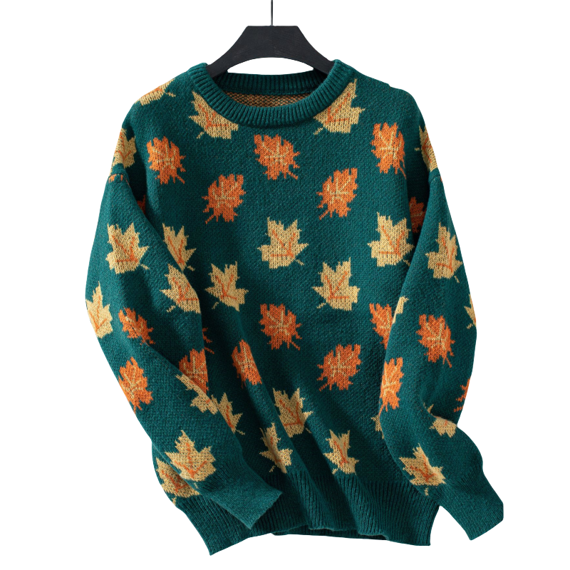 ✨New Arrival✨Women's Casual Knit Sweater with Maple Leaf Pattern-5