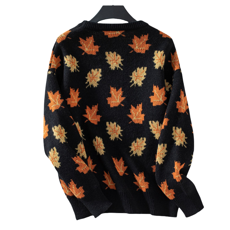 ✨New Arrival✨Women's Casual Knit Sweater with Maple Leaf Pattern-3