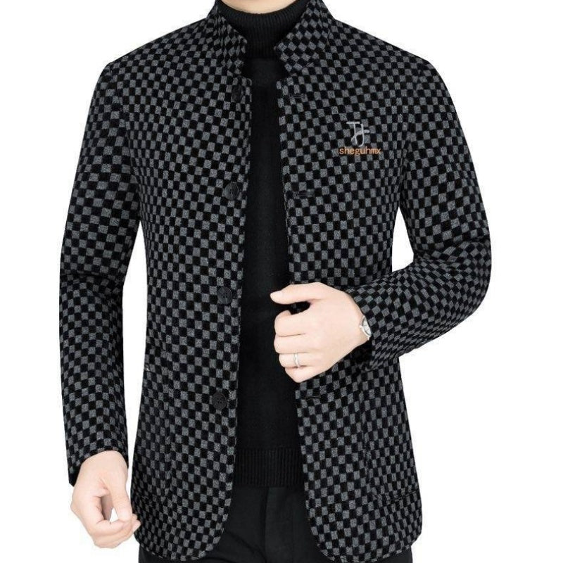 Men’s Trendy Checkered Warm Jacket with Pockets-1