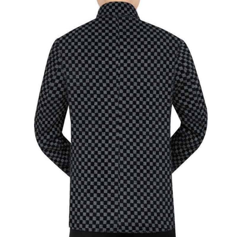 Men’s Trendy Checkered Warm Jacket with Pockets-3