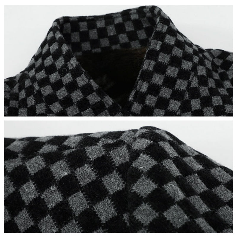 Men’s Trendy Checkered Warm Jacket with Pockets-4
