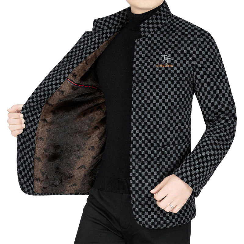 Men’s Trendy Checkered Warm Jacket with Pockets-7