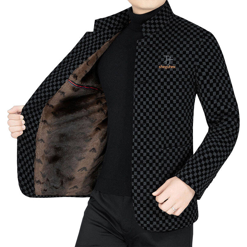 Men’s Trendy Checkered Warm Jacket with Pockets-6
