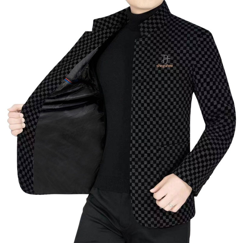 Men’s Trendy Checkered Warm Jacket with Pockets-8