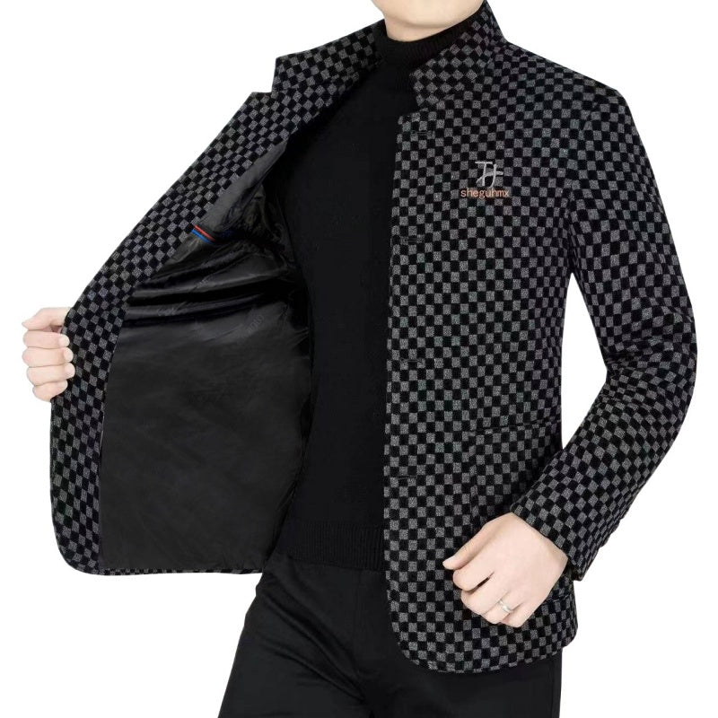 Men’s Trendy Checkered Warm Jacket with Pockets-9