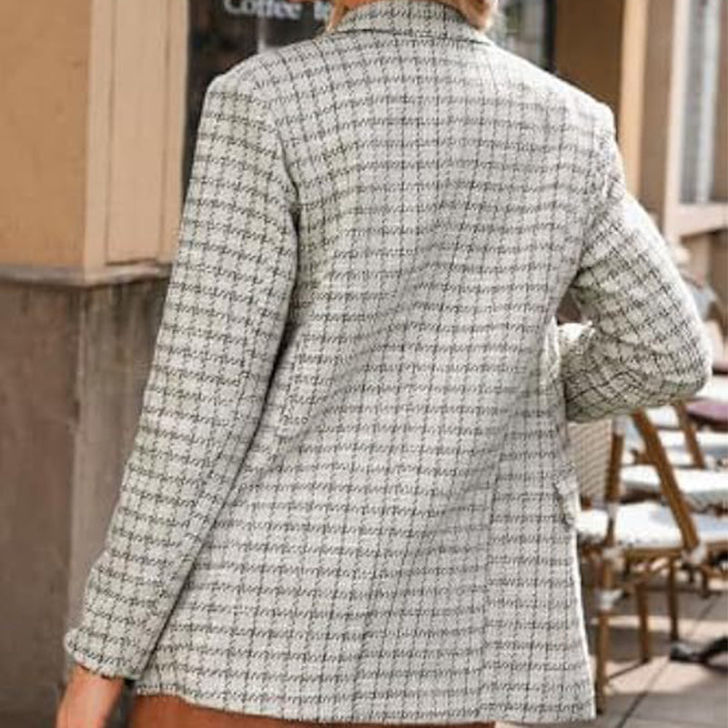 💕✨New Arrival✨💕Plaid Tweed Blazer Jacket for Women-3
