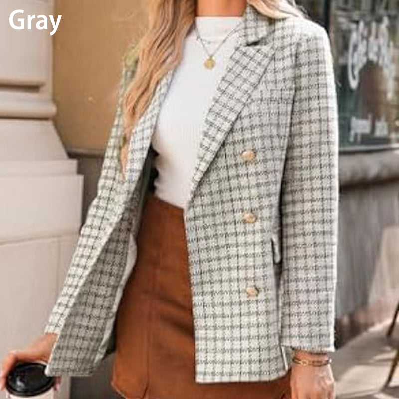 💕✨New Arrival✨💕Plaid Tweed Blazer Jacket for Women-9
