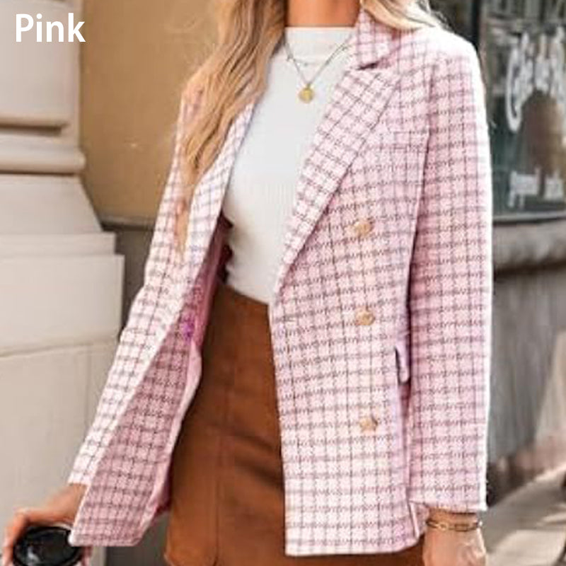 💕✨New Arrival✨💕Plaid Tweed Blazer Jacket for Women-10