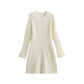 ✨New Arrival✨Solid Color Round Neck Knit Long Sleeve Mini Dress-2
