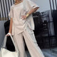 ✨New Arrival✨【🔥2-piece set】💖Women's Round Neck T-Shirt and Trousers Two-Piece Suit-4