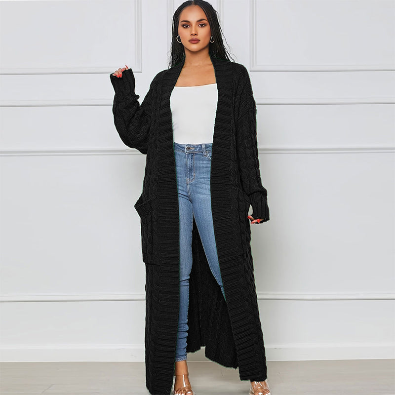 ✨New Arrival✨Women's Cable Knit Long Cardigan with Pockets-2
