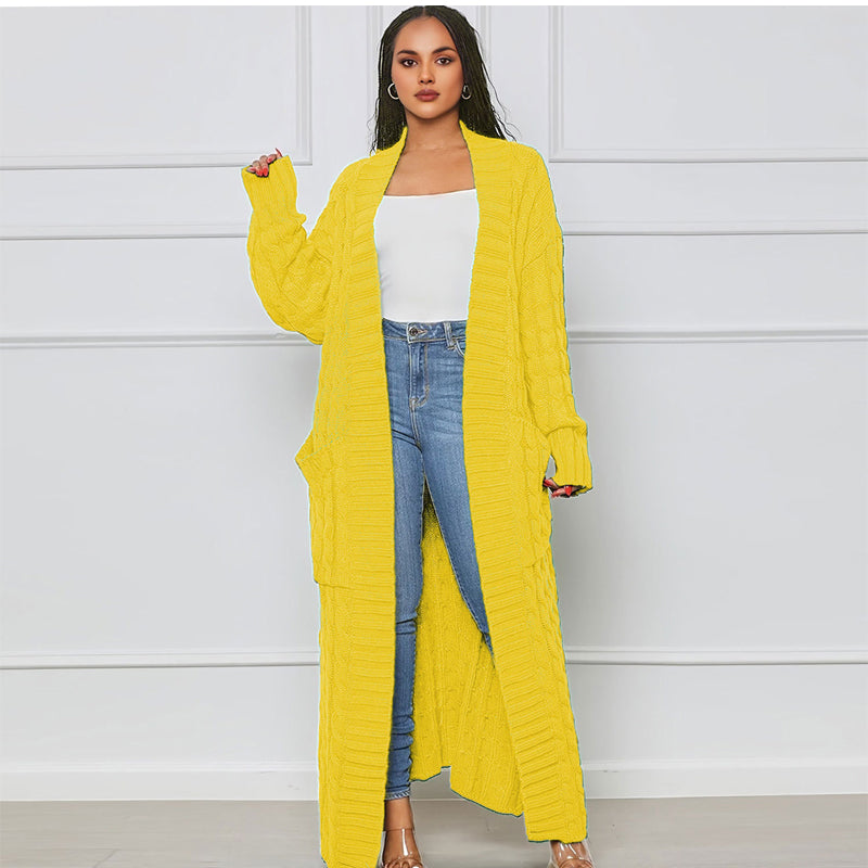✨New Arrival✨Women's Cable Knit Long Cardigan with Pockets-3